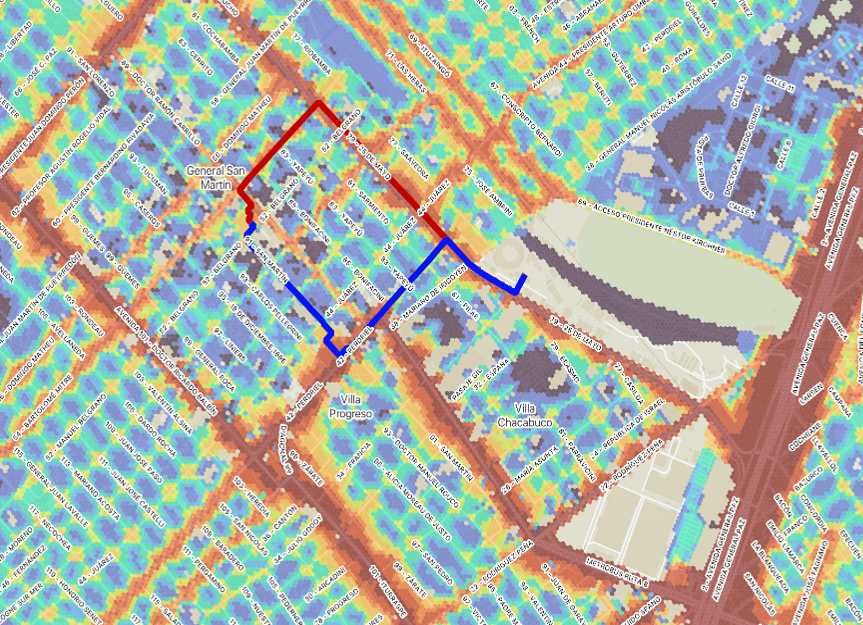 Noise modelling, source Tranquil City, applied to the two routes in San Martin.